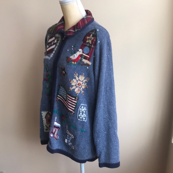 Victoria Jones Xmas cardigan ugly sweater L - Picture 5 of 6